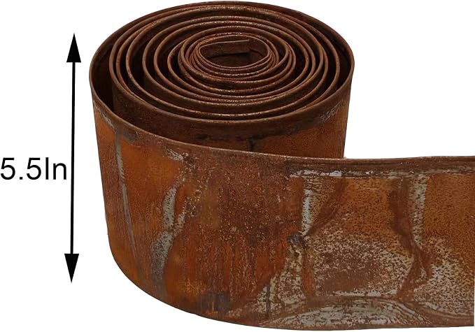 Metal Landscape Edging,5.5Inch x 16FT Garden Edging for Flower Bed,Lawn and Landscape Border (Rusted, 5.5 Inch × 16FT)