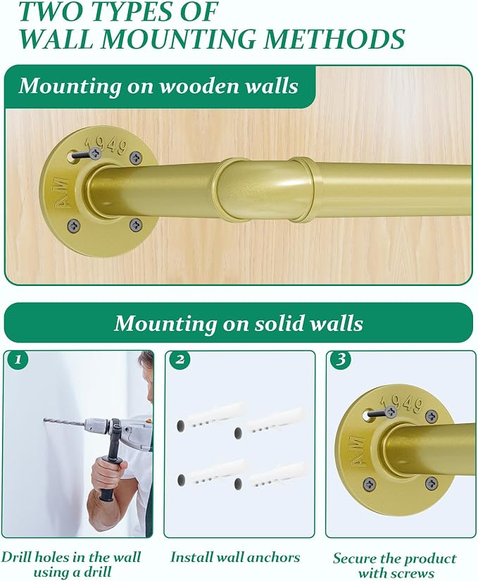 SOFITORG Plant Haning Rod, Hanging Planters for Indoor Plants with 6 Chains, Wall Plant Hanging Bar for Window Celling, 65.7 Inch, Metal Gold, Pots Not Included