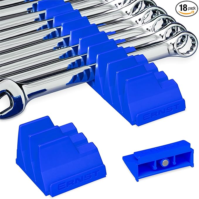 Ernst Manufacturing Wrench Pro - Modular Wrench Organizer for 40 Tools with Magnetic Base (Blue) - Made in the USA