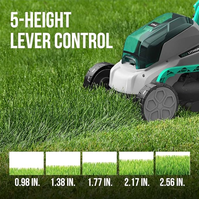 Litheli Cordless Lawn Mower 13 Inch, 5 Heights, 20V Electric Lawn Mowers & Tough Tool Bag 16-inch, Close Top, Wide Mouth, Ample Storage