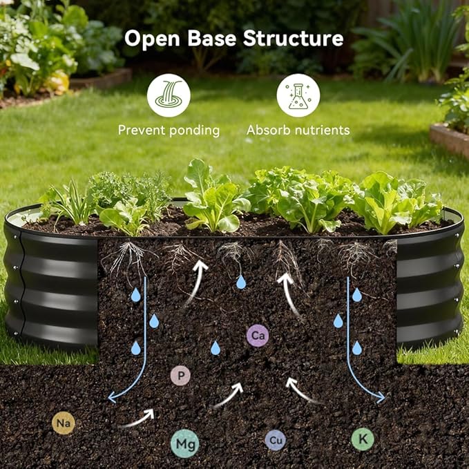 COMHOMA 2 Pack Raised Garden Bed 4x2x1ft,Galvanized Metal Planter Box Kit for Outdoor Gardening,Large Vegetable Flower Growing Beds with Gloves Tools,Black