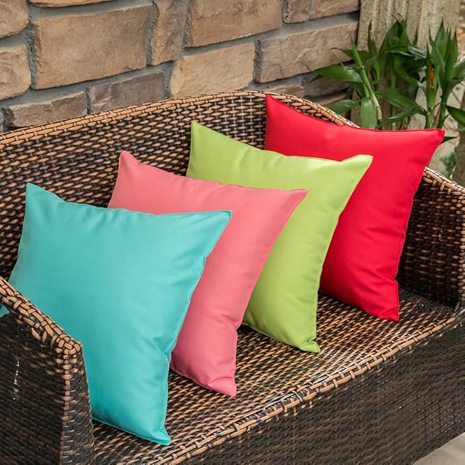 MIULEE Pack of 2 Decorative Outdoor Waterproof Pillow Covers Square Garden Cushion Sham Christmas Throw Pillowcase Shell for Spring Patio Tent Couch 16x16 Inch Red