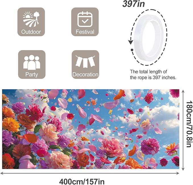6 * 13FT Spring Flower Garage Door Cover Decorations Flower Garage Door Banner for Outdoor Indoor Spring Party Photography Backdrop