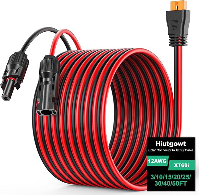 Hiutgowt12AWG XT60i Solar Cable 30FT, Solar to XT60i Cable 3 10 15 20 25 40 50FT, Solar Panel Connector to XT60i Adapter Cable, XT60i Solar Charging Cable for Portable Power Station