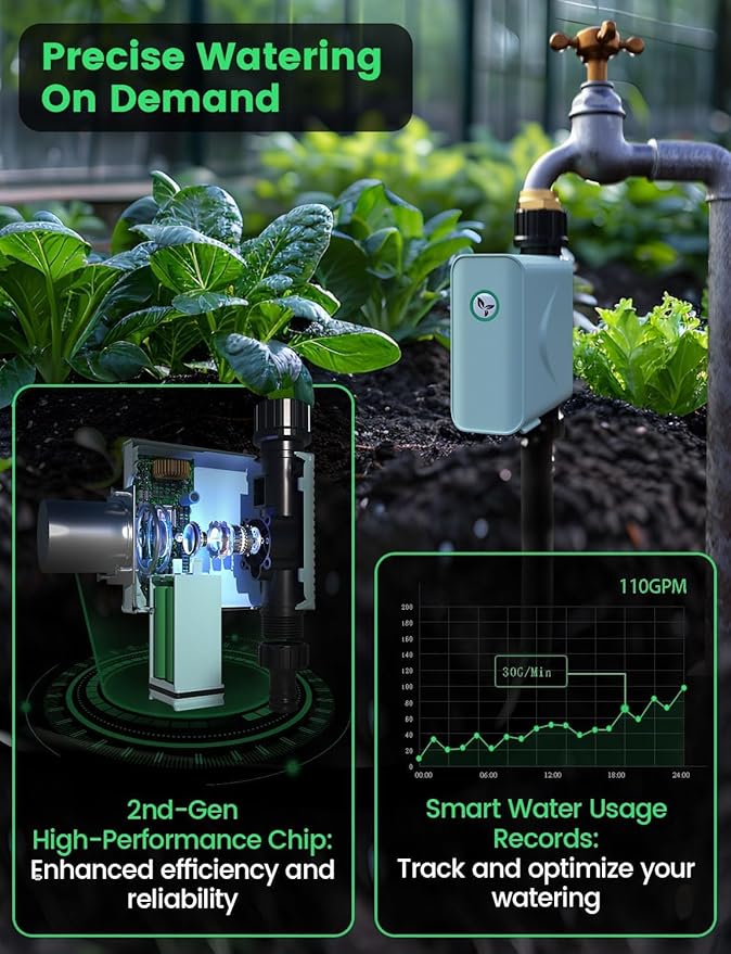 LetPot Smart WiFi Water Timer for Garden Hose Faucet, [Solar-Powered 365Days Uninterrupted Power] Sprinkler Timer Outdoor Programmable,WiFi Hub & Type-C & 5W 6000mAh Portable Solar Panels
