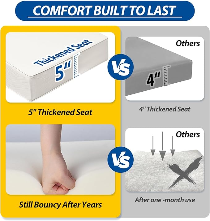 AAAAAcessories Outdoor Seat Cushions for Chairs, Fade-Resistant, Waterproof Patio Furniture Replacement Cushions, 24" x 24" x 5" + 24" x 19", Creamy White