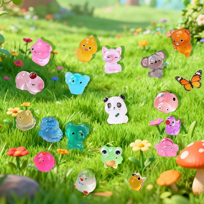 Mini Glow In The Dark Animal Resin Models, Resin Animals Mystery Bags, Individually Wrapped Blind Bags Tiny Animal Figurines, Collectible Mini Animals For Fairy Garden, DIY Crafts (100, animals)