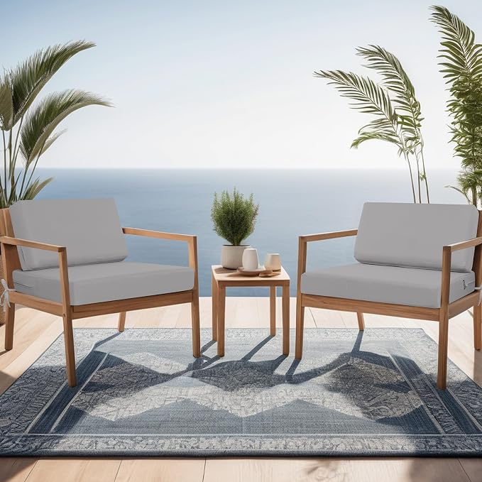 idee-home Outdoor Chair Cushions for Patio Furniture, Outdoor Seat Cushion | Waterproof Hampton Bay Deep Seat Replacement Couch Chair Cushions for Garden Backyard Grey 26.5 x 26.5