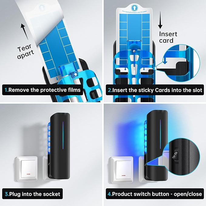 Flying Insect Trap Plug in Mosquito Bug Zapper Indoor Gnat Moth Catcher with 9W Night UV Light, 10 Sticky Glue Board Refills for Home Office