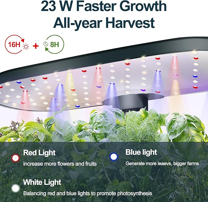 Indoor Garden Hydroponics Growing System12 Pods Plant Germination Kit Aeroponic Herb Vegetable Growth Lamp Countertop with LED Grow Light Hydrophonic Planter Grower Automatic Water Circulation (Green)