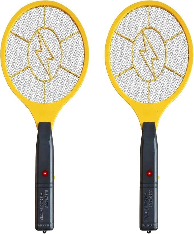 2 Pack Electric Fly Swatter, Bug Zapper Racket for Indoor Pest Control, Handheld Insect Killer Bat Battery Powered Electric Mosquito Swatter for Outdoor and Home