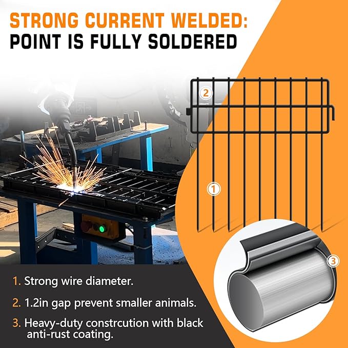 32 Panels Animal Barrier Fence No Dig, 32ft(L) X 13in(H) 1.2in Gap Rabbit Fences Ground Defense Border Small Metal Fencing, Dog Blocker Under Barriers for Garden, Flower Bed, Patio