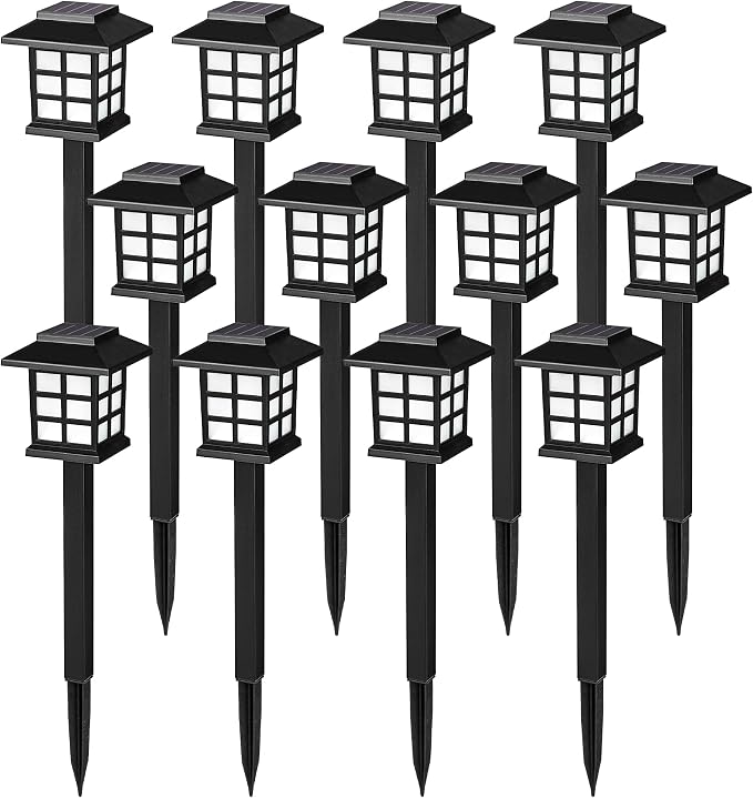 SOLPEX Solar Outdoor Lights,12 Pack Solar Path Lights, Walkway Lights Outdoor, Garden Light, Solar-Powered Pathway Waterproof for Garden, Yard, Landscape and Driveway(Warm White)