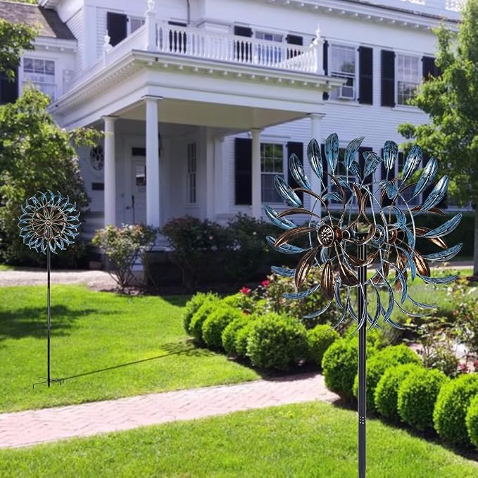 VEWOGARDEN Large Wind Spinners Outdoor, Metal Wind Sculptures & Spinners 360 Degrees Kinetic Wind Spinners for Yard and Garden 64 * 15.7 Inches