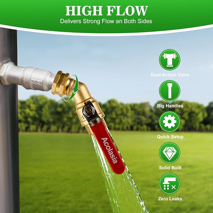 Brass Garden Hose Shut Off Valve with Full-Flow Design - Heavy Duty 3/4" GHT Connector, 304 Stainless Steel Handle
