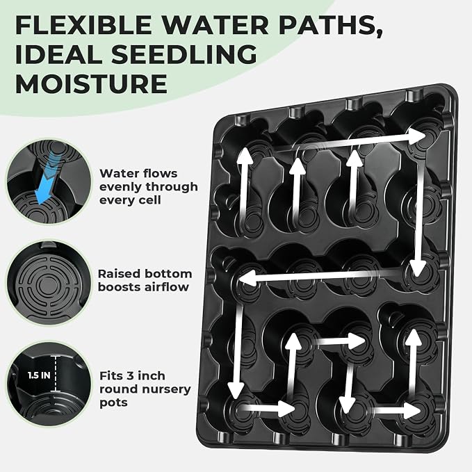 homenote 3 Inch Seed Starting Trays with Clear Nursery Pots, 2-Pack 20-Cell Seedling Starter Trays & 3" Nursery Pots 40 Pcs with Drainage, Plant Starter Germination Trays for Indoor Outdoor Growing