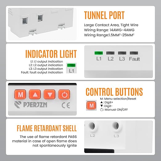 Automatic Transfer Switch 120V 240V 100Amp Transferencia Automática Adjustable Overcurrent Overvoltage Undervoltage Protection Voltage Cutoff for Power Generator Inverter RV(4P 100A)
