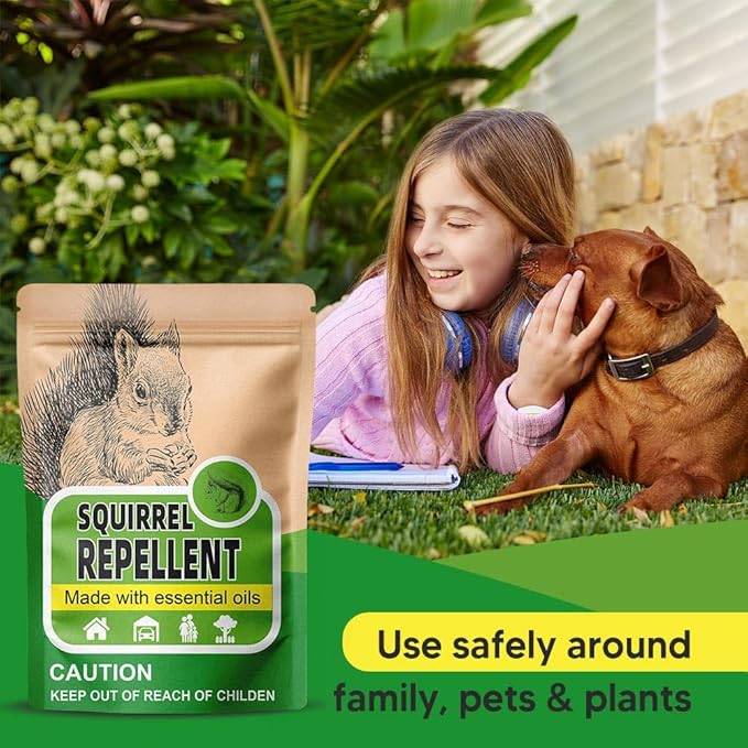 AUDQQM Squirrel Repellent Outdoor, Chipmunk Repellent for Garden, Squirrels Deterrent, Keep Squirrels & Chipmunks Away, Squirrels Repellant, Easy to Place for Yard, Attic & Bird Feeders, Pack of 8