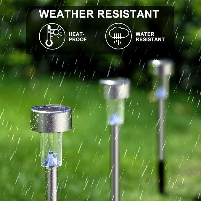 Dream Master Solar Lights Outdoor Waterproof, Stainless Steel LED Landscape Lighting, Solar Garden Lights, Outdoor Decorations for Yard, Pathway, Walkway, Patio, Lawn - 12 Pack (Cold White)