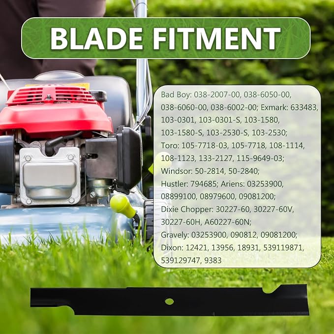 038-6050-00 High Lift Mower Blades Set for Bad Boy Exmark Gravely Hustler Toro 60" Lawn Mower, Replaces 038-2007-00 038-6060-00 038-6002-00, Compatible with ZT60 CZT60 (6PACK)