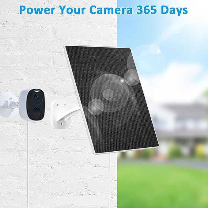 FUTUREZEN Solar Panel for Security Camera, 10W Solar Charger with DC 5.5x2.1mm, USB-C & Micro USB Port, IP66 Waterproof, 360° Adjustable Mount, 7.2FT Cable (2 Pack, White)