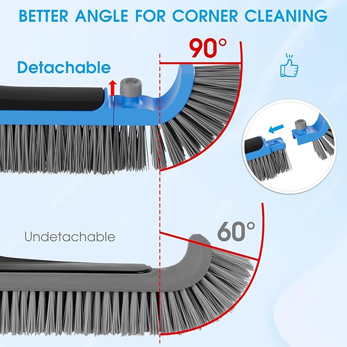 2 in 1 Pool Brush with Poles 10ft - 20'' Heavy Duty Swimming Pool Brush & Multifunctional Brush Head, 9ft Aluminum Poles, Cleaning Inground & Above Ground Pools