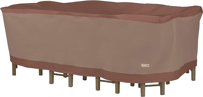DUCKCOVERS Ultimate Waterproof 127 Inch Rectangular/Oval Patio Table with Chairs Cover