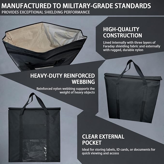 JXE JXO Faraday Bag for Solar Panels and Large Electronic Devices, Military-Grade EMP Protection, Blocks Wireless Signals, Shielding for Solar Flares, Personal Security, Anti-Hacking, Anti-Spying
