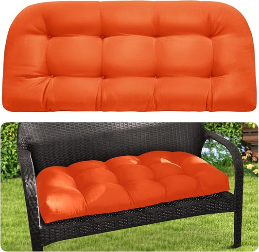 MAGIC ELEPHANT Outdoor Bench Cushion, Memory Foam Loveseat Cushion for Patio Furniture Wicker Chair, Settee Porch Swing Seat Cushion, 44 x 19 Inches (Orange)