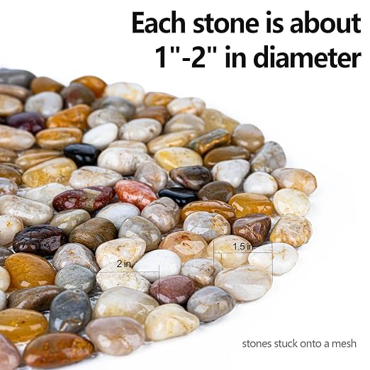 Stepping Stones Outdoor, 12 Inch Natural River Rock Garden Pavers, Set of 6 Round Pebble Stones for Walkway, Yard, Lawn, Patio, Pathway & Landscaping Decor (Roundness)