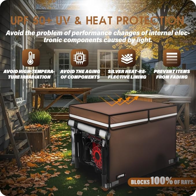 2025 Upgrade 900D+210D Heavy Duty Thicken Fabric. GUYISS Generator Covers While Running. 360° All-round Double-layer Protection. 38’’L×28’’W×27’’H. The Top can be Opened for Adding fuel. Coffee.
