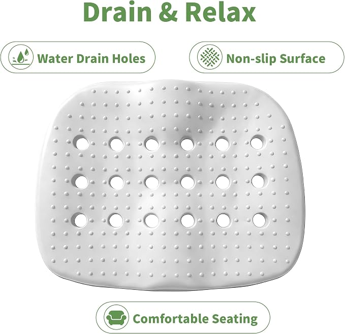 Poolside Seat Cushion, Pool Seat for Edge of Pool, Portable Outdoor Chair Mat with Carry Bag, Non-Slip & Quick-Drain for Swimming Pool, Patio, Deck, Hot Tub Bench (White, 2 PC)
