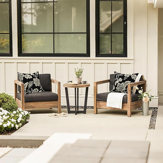 LVTXIII Set of 2 Patio Throw Pillows Waterproof 16"x16" Fade Resistant Outdoor Throw Pillow with Inserts,Decorative Garden Toss Pillow Cushions for Home Patio Sofa Use, Elegant Vines Black