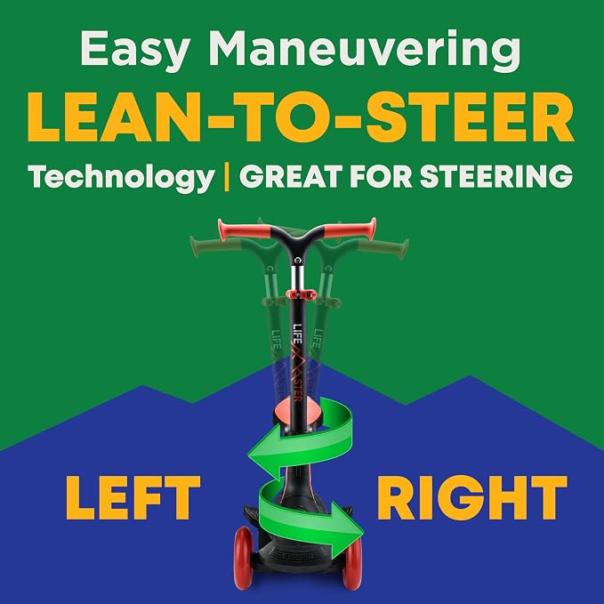 3 Wheel Scooter for Kids with Foldable Seat, Adjustable Handlebar Height, Lean-to-Steer Ride On Toy for Kids Ages 2+, Light-Up LED Wheels, Wide Anti Slip Deck, Indoor & Outdoor Use