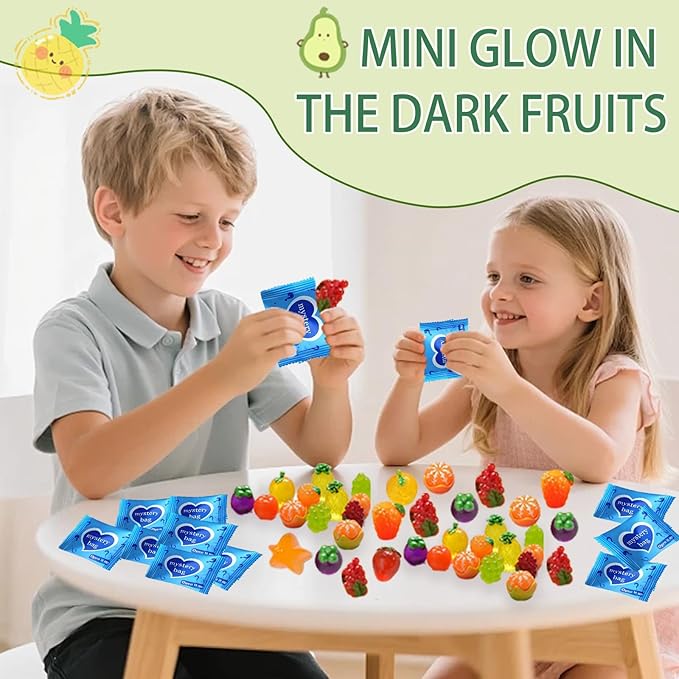 Mini Glow In The Dark Animal Resin Models, Resin Animals Mystery Bags, Individually Wrapped Blind Bags Tiny Animal Figurines, Collectible Mini Animals For Fairy Garden, DIY Crafts (200, Fruit)