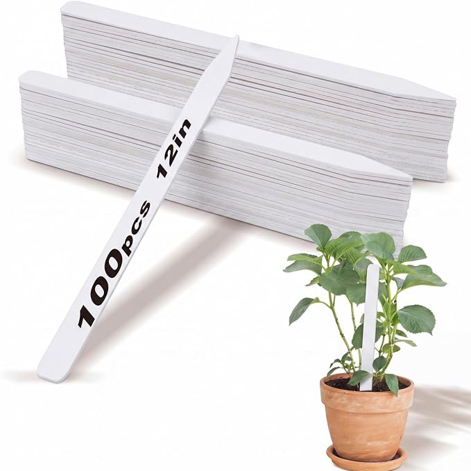Weysat 100 Pcs 12" Wood Plant Labels for Field or Containers Plant Tags Wood Garden Labels for Seedling Stakes Markers Nursery Seed Tags with Smooth Surface for Pot Herbs Flowers Vegetables