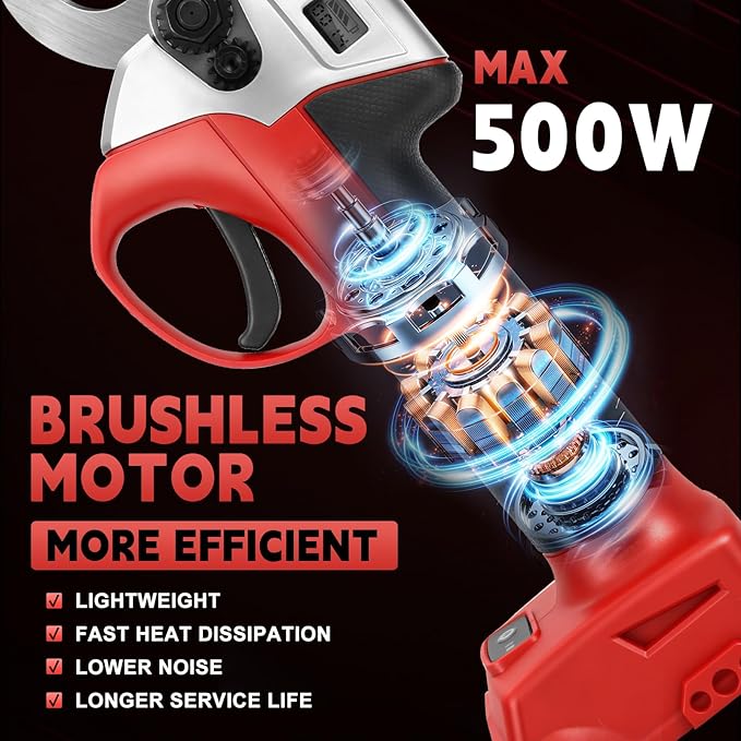 Pruning Shears Compatible with Milwaukee 18V Battery, Brusheless Motor with SK5 High-Carbon Steel Blade, LCD Display for Gardening & Tree Pruning(Battery not included)