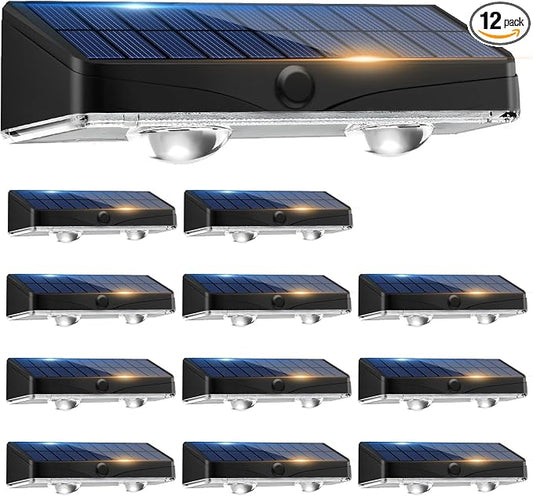kolpop 12 Pack Solar Fence Lights Outdoor,11 Modes & 9 Colors Fence Lights Solar Powered,IP65 Waterproof, 60LM LED Solar Lights for Patio,Backyard,Outside,Railing,Wall,Nighttime,Party