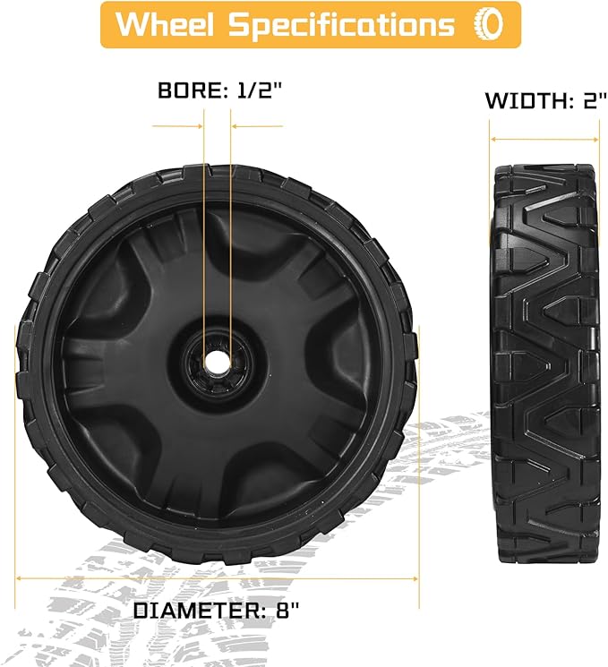 2 Pack 634-05040 8" Lawn Mower Wheel Replacement for Brute, Craftsman, Cub Cadet, Snapper, MTD Gold, Columbia, Yard Man Self-Propelled Walk-Behind Mower