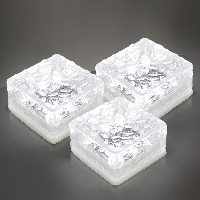Solar Brick Lights Outdoor Waterproof Small Solar Lights 3 Packs Outdoor Decor for Fence Pathway Path Patio Balcony Outside Garden Bricks Decorations
