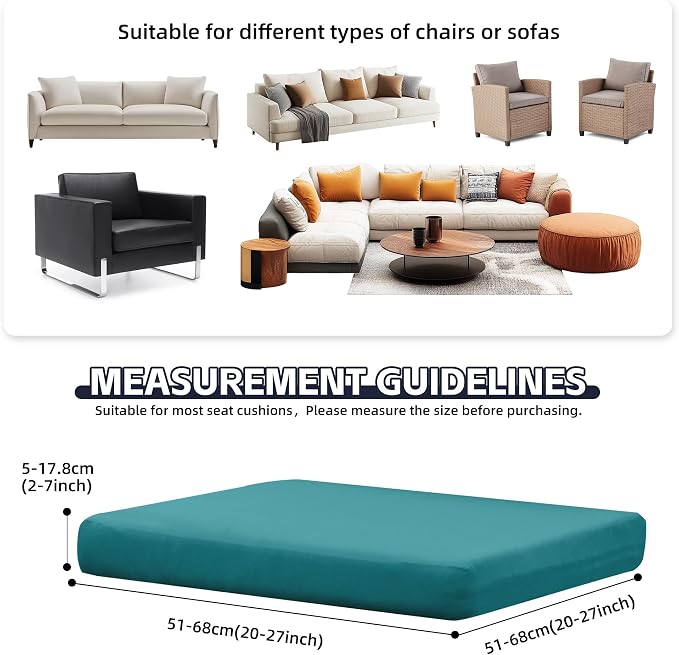 14Pcs Patio Cushion Covers,Outdoor Cushions Covers,Stretch Cushion Covers Replacement, Washable and Reusable Furniture Protectors(Peacock Blue)