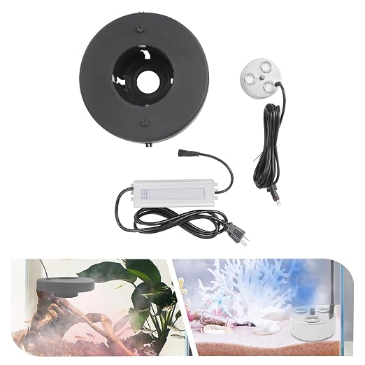 3-Head Mist Maker with Waterproof Power Supply & Floating Device, Pool Pond Fogger for Outdoor Water Features, US Standard, Decorative Cooling for Homeowners