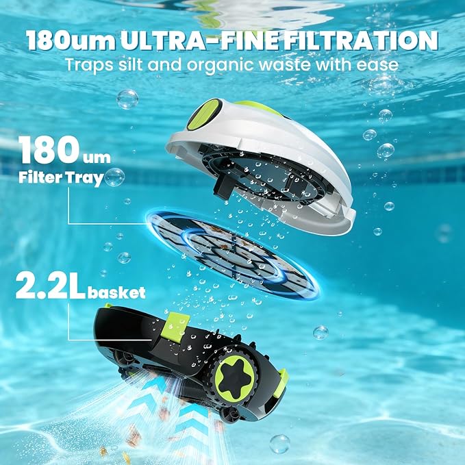Y20 Cordless Robotic Pool Cleaner, Automatic Pool Vacuum for Above Ground & Inground Pool, 120 Min Runtime, Auto-Parking, Lightweight, Powerful Robot up to 1100 sq.ft