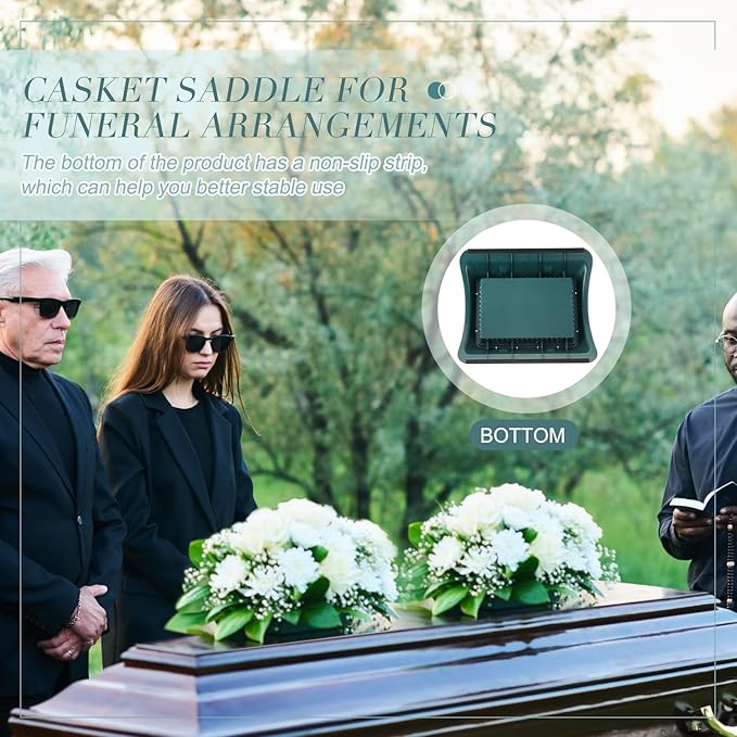 Jingmore 3 Pcs Plastic Floral Casket Saddle 2.75'' x 11.25'' x 12.75'' with 3 Floral Foam Blocks Casket Spray Funeral Flowers for Funeral Arrangements Craft Cemetery Decor Honoring a Life Home
