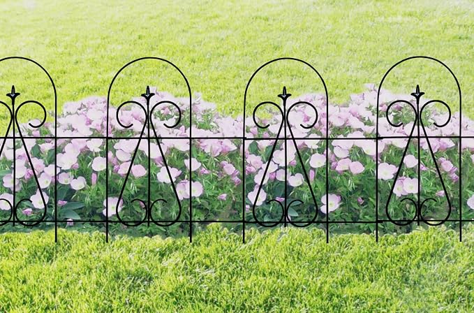 32 Inch x 20 Feet (14 Panels) Black Decorative Garden Fence Folding Border Fence, Decorative Folding Wire Fencing Border Edge Animal Barrier