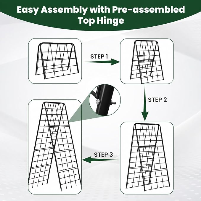 A-Frame Cucumber Trellis for Raised Bed, 50"x 16" Adjustable Heavy Duty Metal Garden Trellis for Climbing Plants Outdoor, Plant Support for Tomatoes Pea Bean Grape Vining Vegetables (2 Pack)