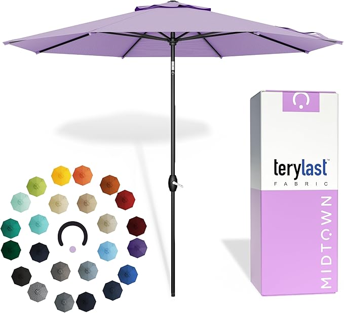 The Lean Patio Umbrella (Terylast Fabric - Midtown Purple, 10 Foot)