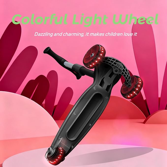 3-in-1 Kids Kick Scooter with Removable Seat for Toddlers Ages 2-6 – Adjustable Aluminum Handlebar with Infinite Lock, 122mm Front & 90mm Rear Wheels, Convertible Push Scooter & Ride-On