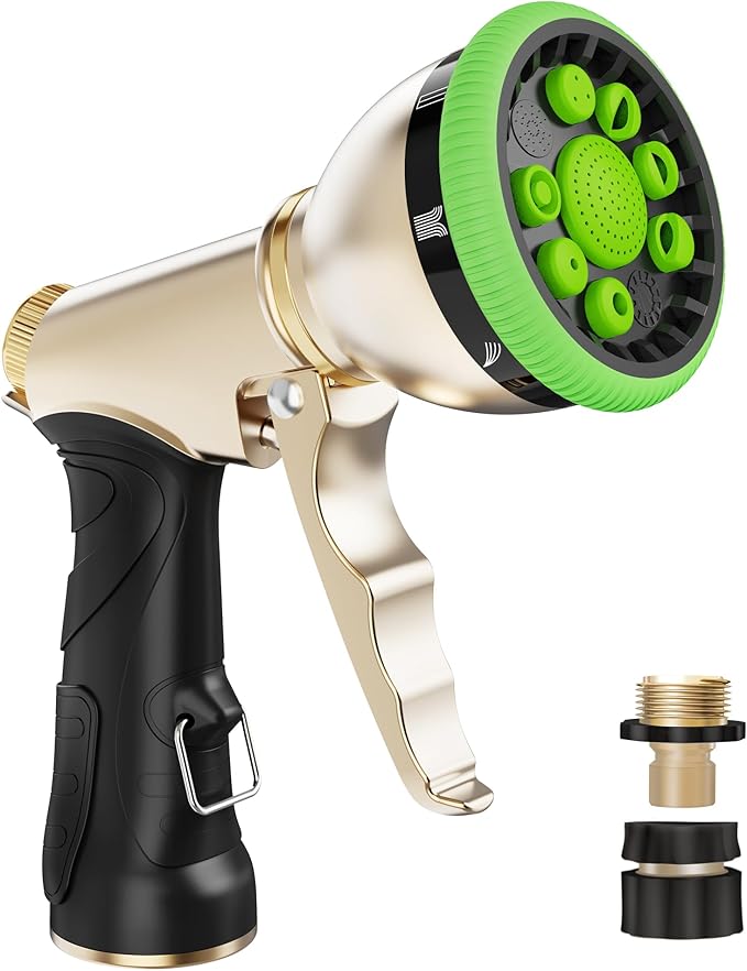 RAINPOINT Sprinkler Timer with Brass Swivel & Garden Hose Nozzle with 9 Adjustable Spray Patterns