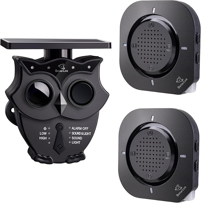 Driveway Alarm Systems Weatherproof Outdoor Motion Detector & Sensor with120dB Siren, Sound and Light Alert Systems Makes it Easy to Monitor & Protect Outdoor/Indoor Property(2R1S)